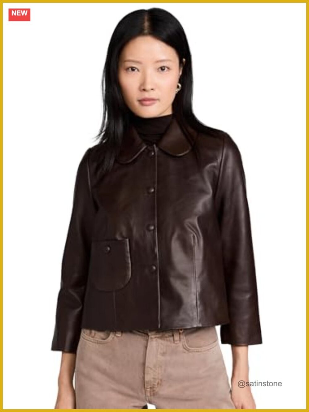 Women's Leather Moto Jacket Lambskin Patch Pockets